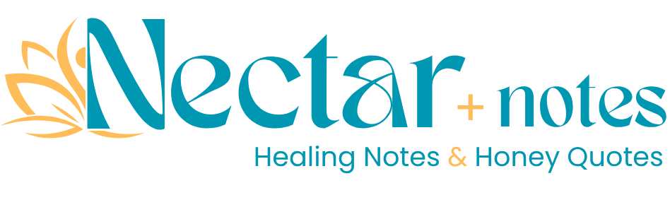Landscape logo for Nectar + Notes featuring healing notes and honey quotes branding